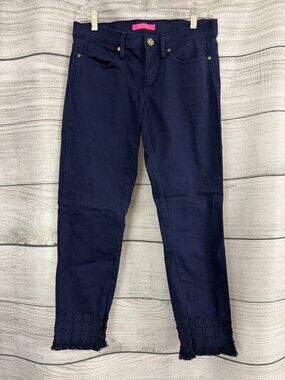 Lilly Pulitzer Navy South Ocean Skinny Crop Pants Size 6
